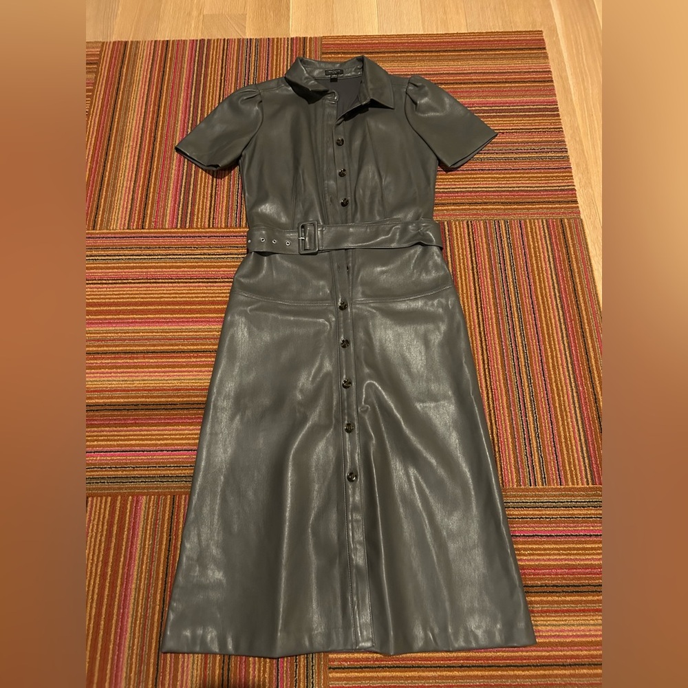 Ann Taylor belted pleather dress - petite 0